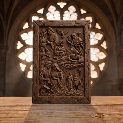 The Road to the Birth of Jesus Wooden Carved Handmade Christian Icon  Byzantine Greek Orthodox Home Decor Cretan Holy Carvings