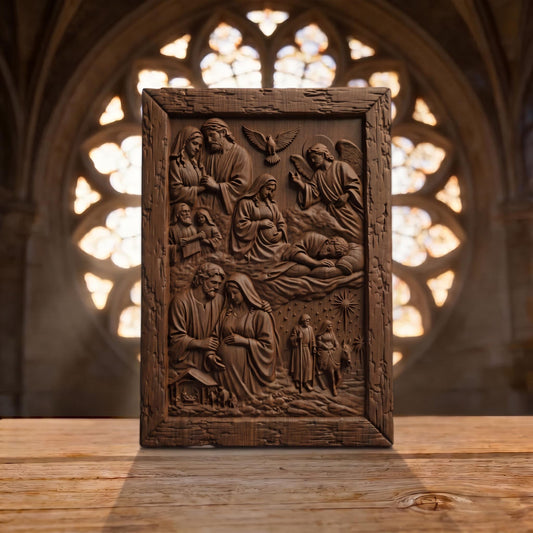 The Road to the Birth of Jesus Wooden Carved Handmade Christian Icon  Byzantine Greek Orthodox Home Decor Cretan Holy Carvings