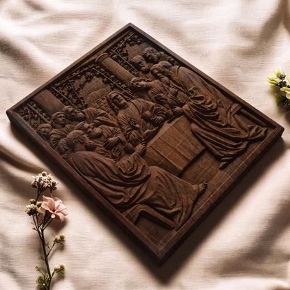 The Last Supper 3 Simple Frame Wooden Carved Handmade Christian Icon  Byzantine Greek Orthodox Home Decor Cretan Holy Carvings