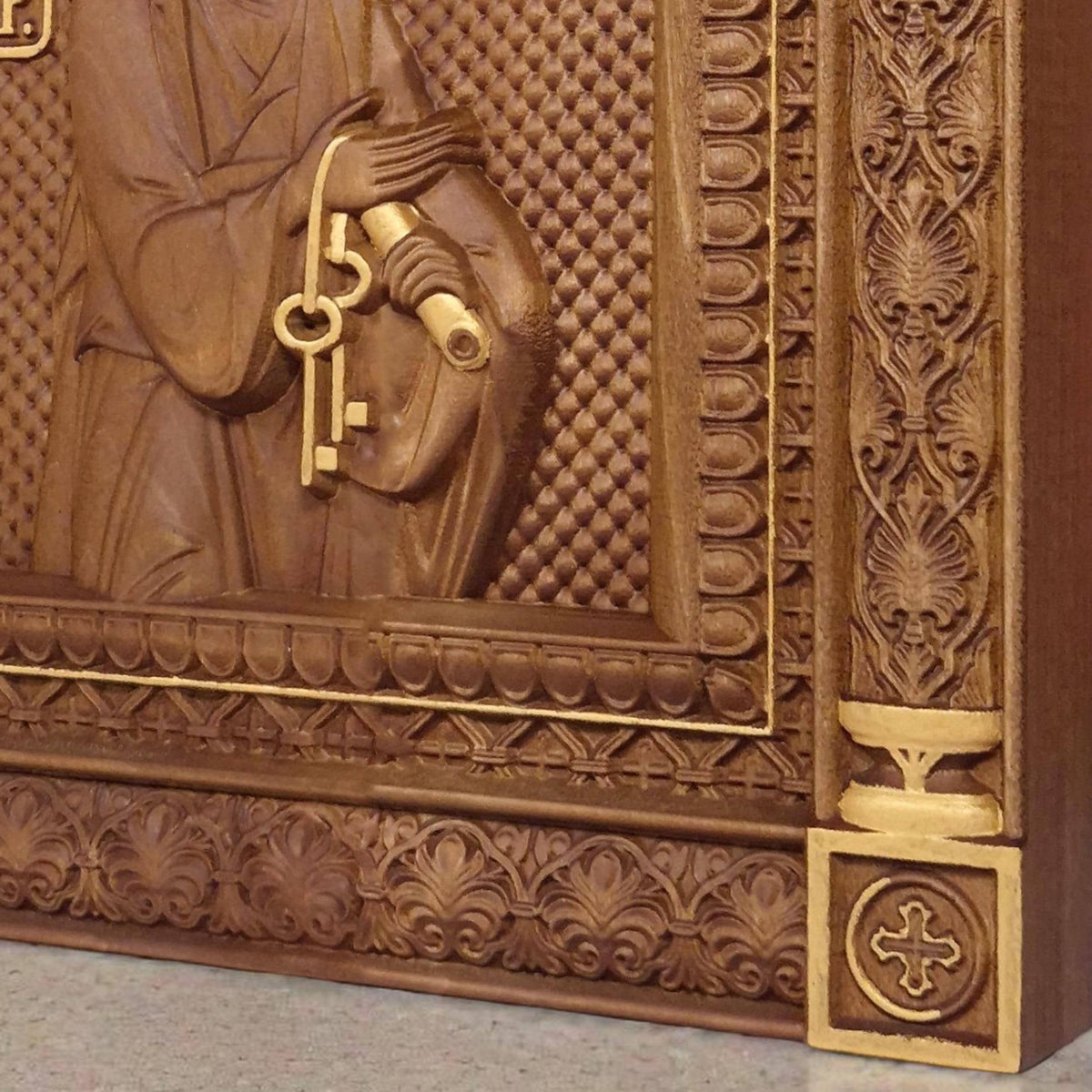 Saint Peter the Apostle Wooden Carved Handmade Christian Icon. Byzantine Greek Orthodox Home Art Decor.