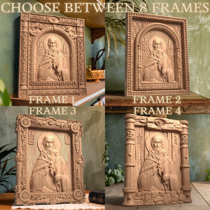 Prophet Elijah Wooden Carved Handmade Christian Icon. Byzantine Greek Orthodox Home Art Decor.