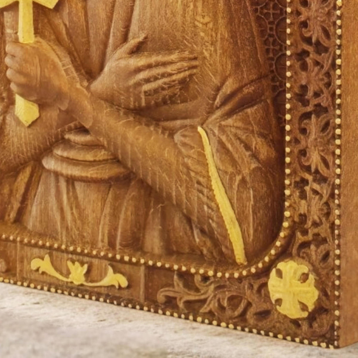 Saint John the Russian Wooden Carved Handmade Christian Icon. Byzantine Greek Orthodox Home Art Decor.