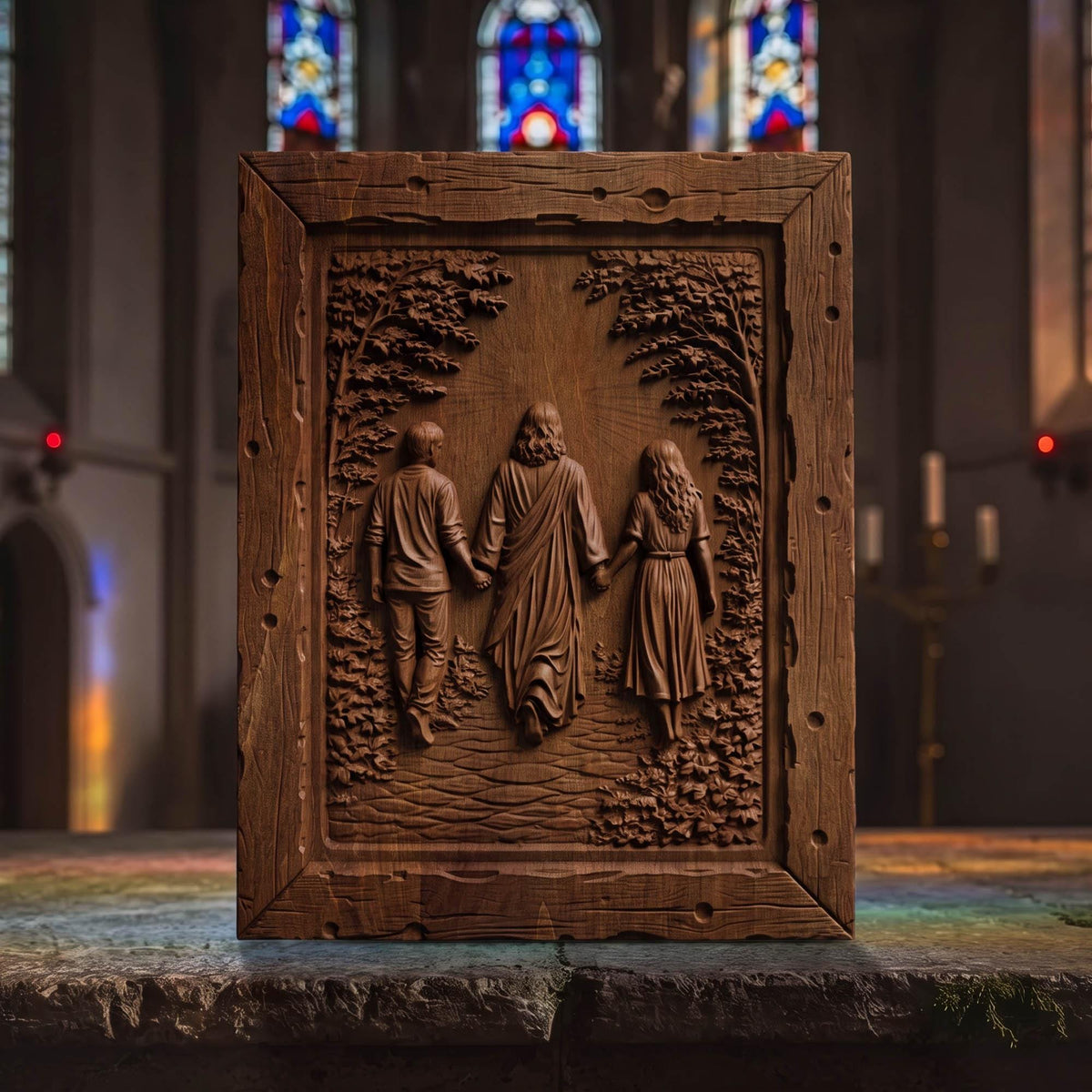 Jesus Christ Blessing a Couple Wooden Carved Handmade Christian Icon  Byzantine Greek Orthodox Home Decor Cretan Holy Carvings