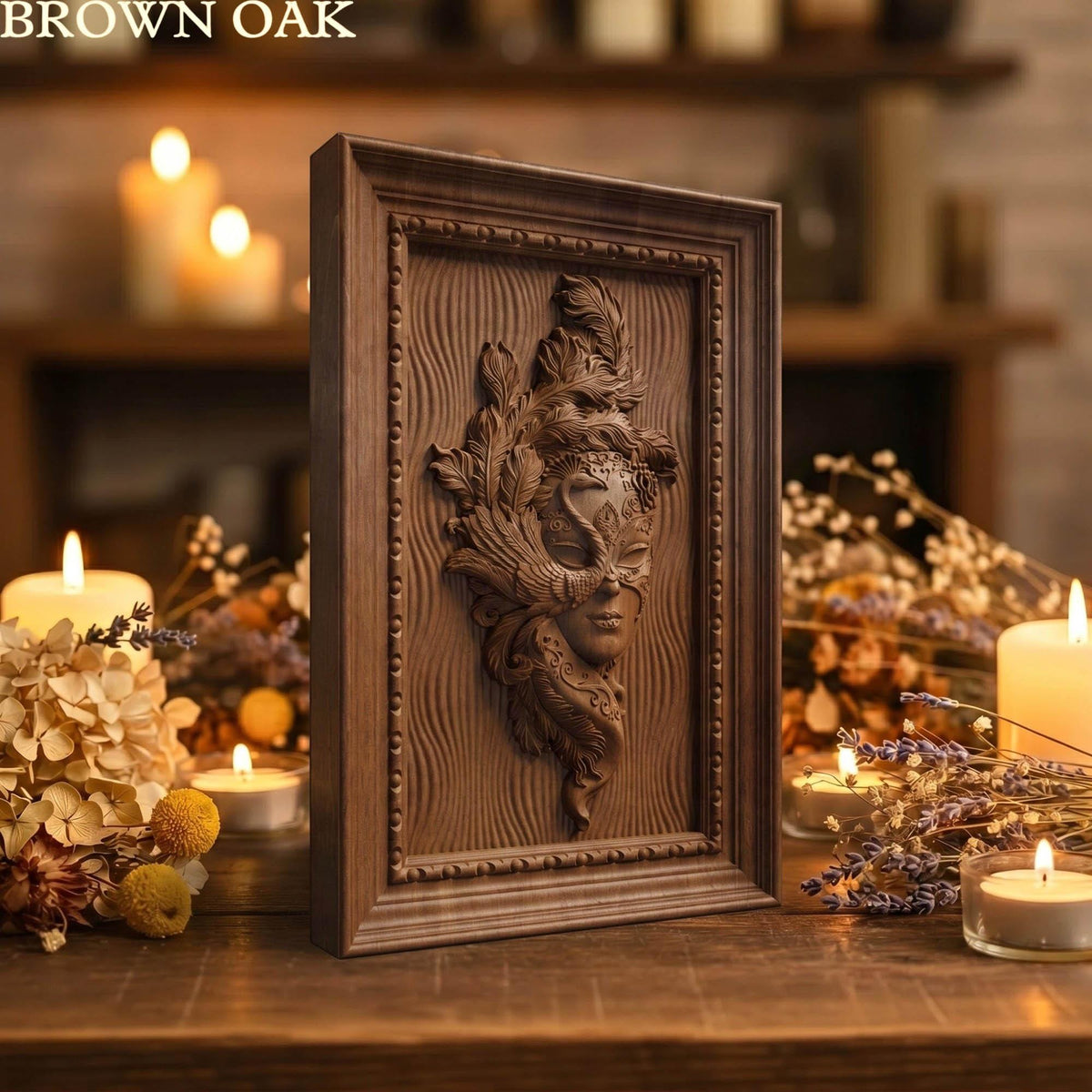 Masked Girl Wooden Bas Relief | Wood Panel Art | Sculptural Gift Idea