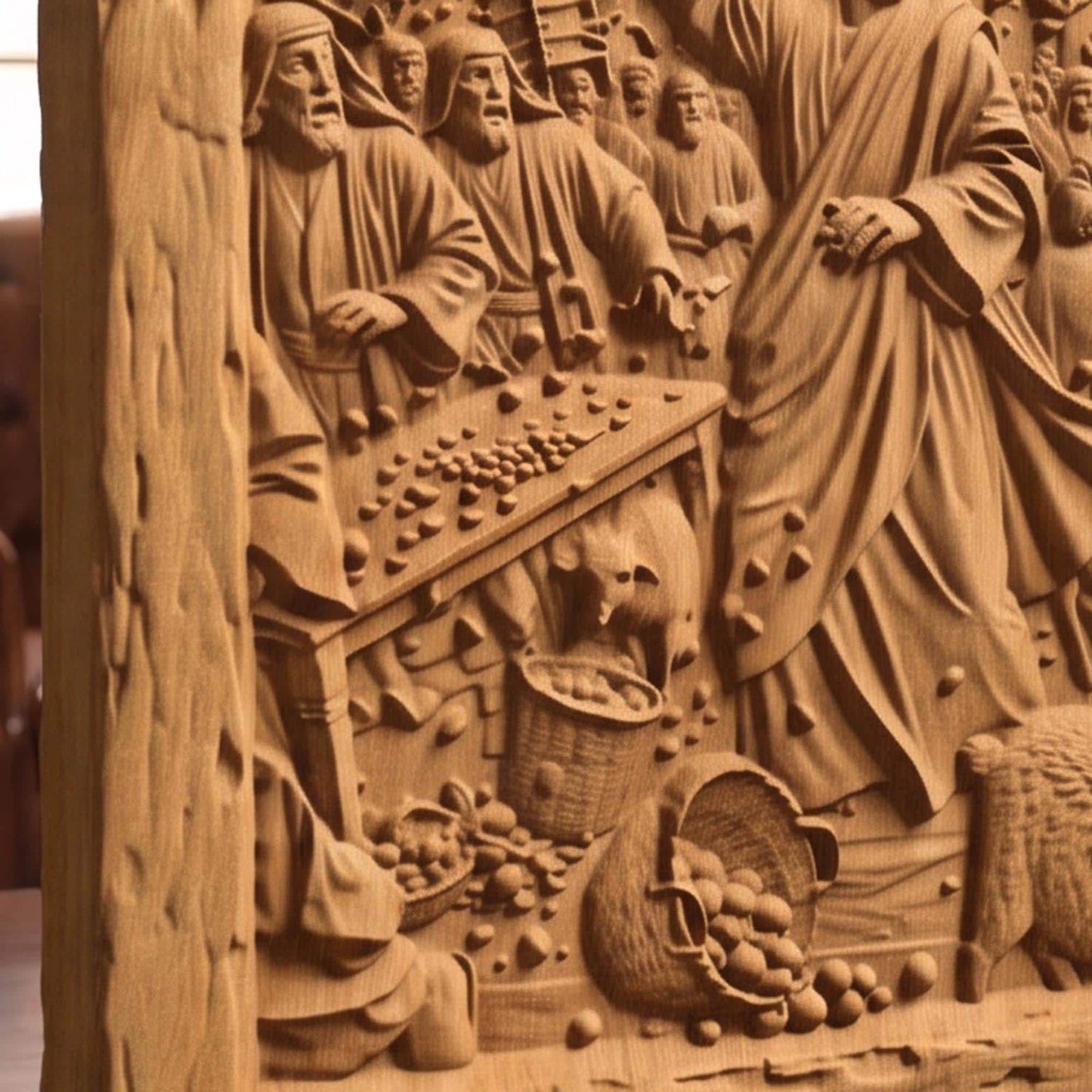Jesus Christ Cleansing the Temple Wooden Carved Handmade Christian Icon  Byzantine Greek Orthodox Home Decor Cretan Holy Carvings
