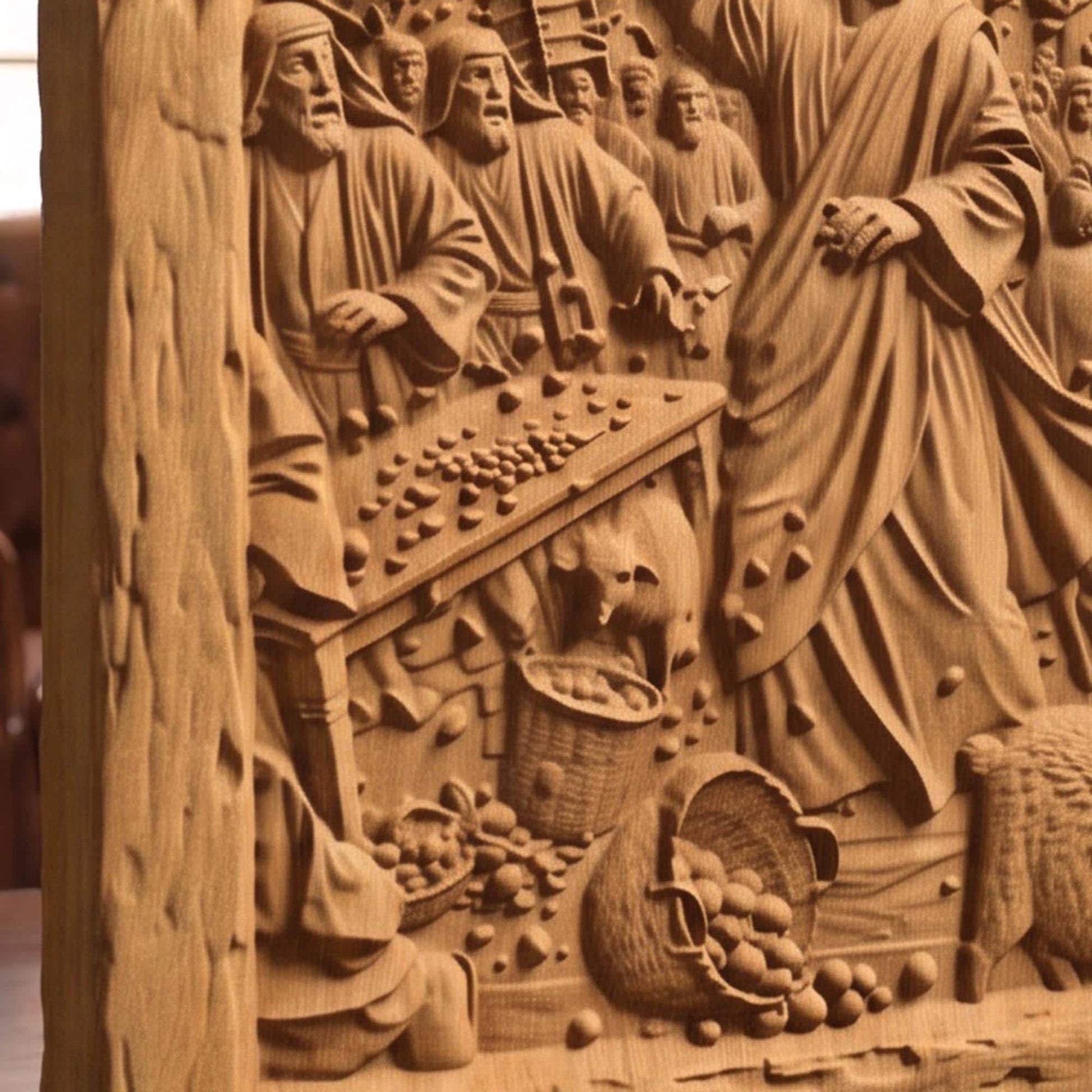 Jesus Christ Cleansing the Temple Wooden Carved Handmade Christian Icon  Byzantine Greek Orthodox Home Decor Cretan Holy Carvings