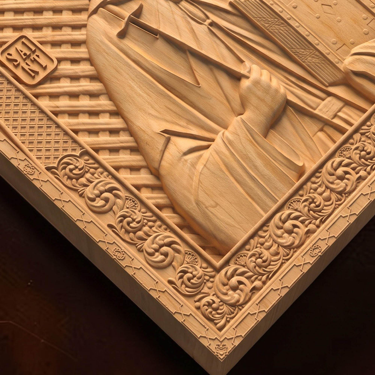 Saint Columba Wooden Carved Handmade Christian Icon | Byzantine Greek Orthodox Home Art Decor
