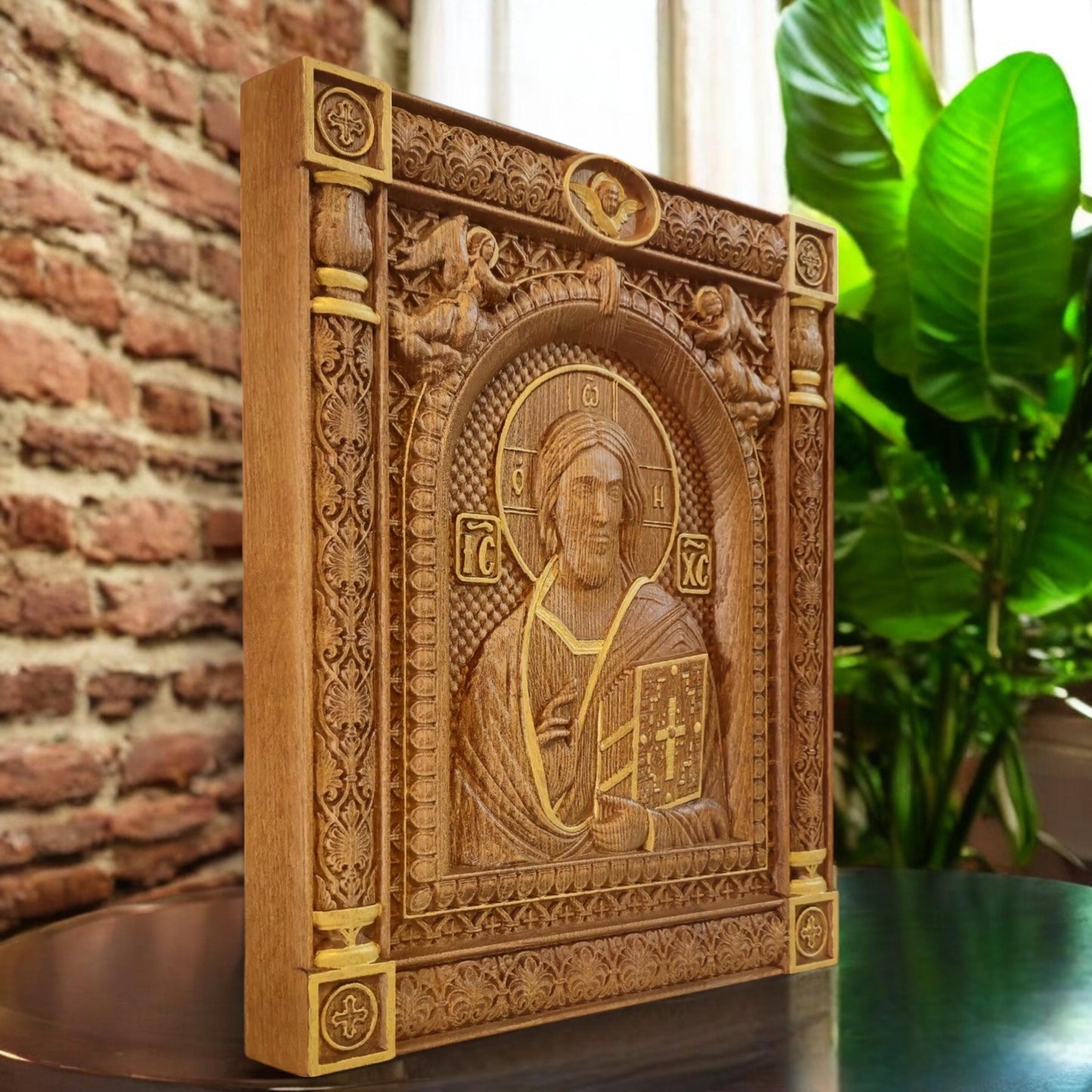 Ιησούς Χριστός Παντοκράτωρ του Σινά Ξυλόγλυπτη Εικόνα.