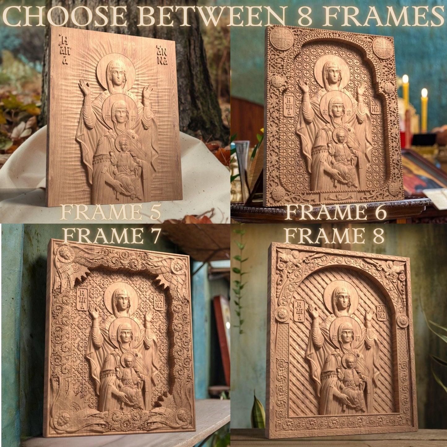 Παναγία, Αγία Άννα και Ιησούς Χριστός Ξυλόγλυπτη Εικόνα.