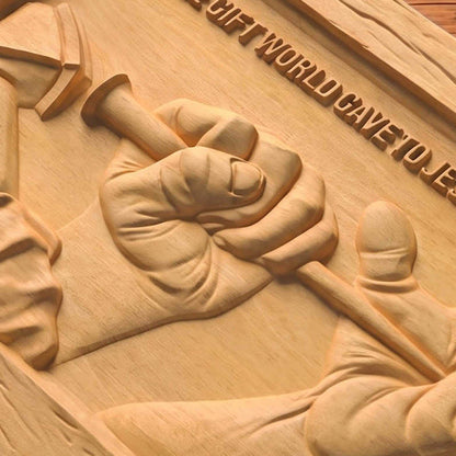 Jesus Christ - The Gift World Gave to Jesus Wooden Carved Handmade Christian Icon  Byzantine Greek Orthodox Home Decor Cretan Holy Carvings