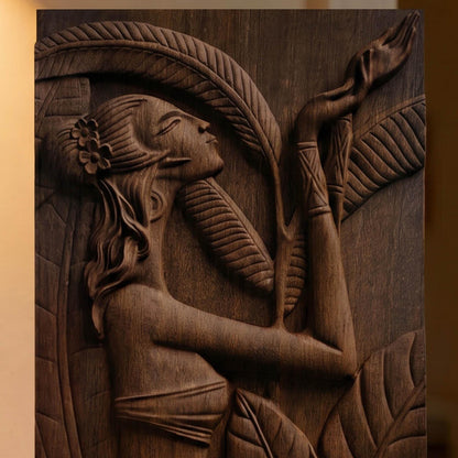 African Woman Wooden Bas Relief | Wood Panel Art | Sculptural Gift Idea